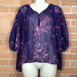 Express floral blouse size XS purple